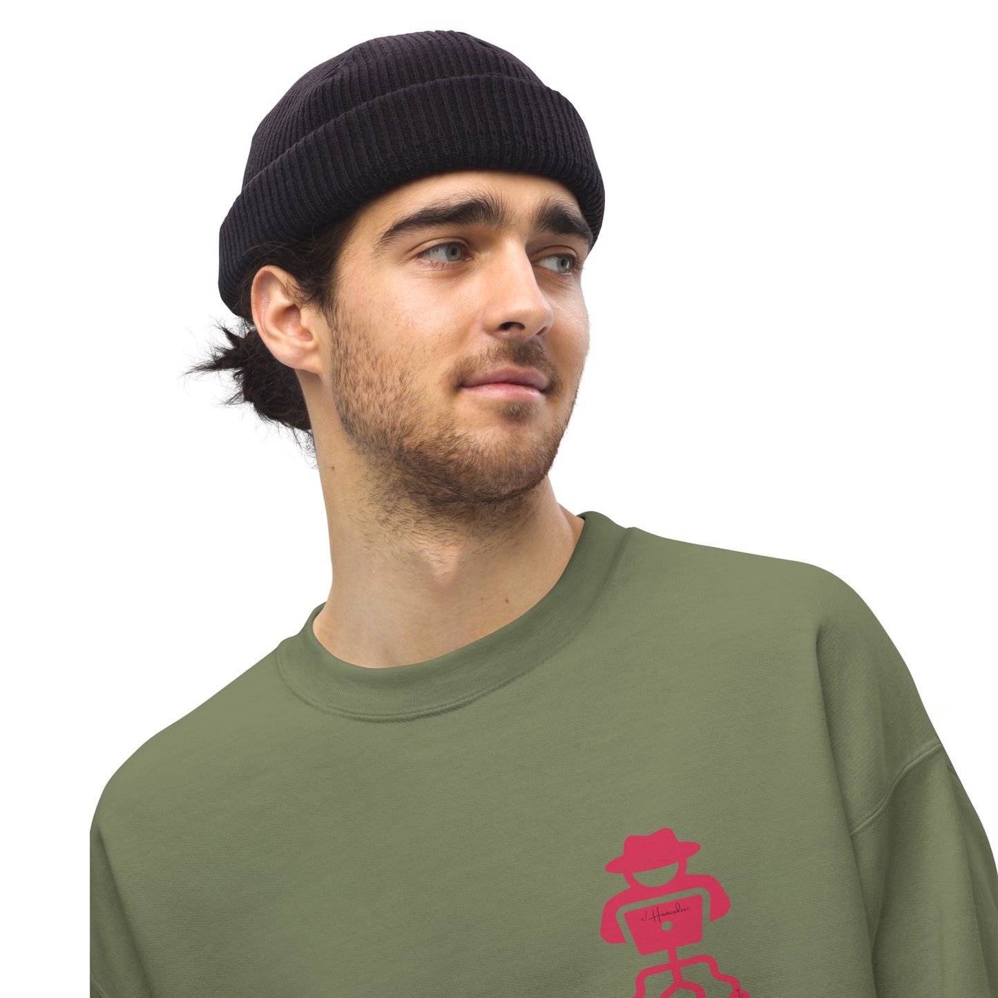 hamcodes unisex-crew-neck-sweatshirt-military-green