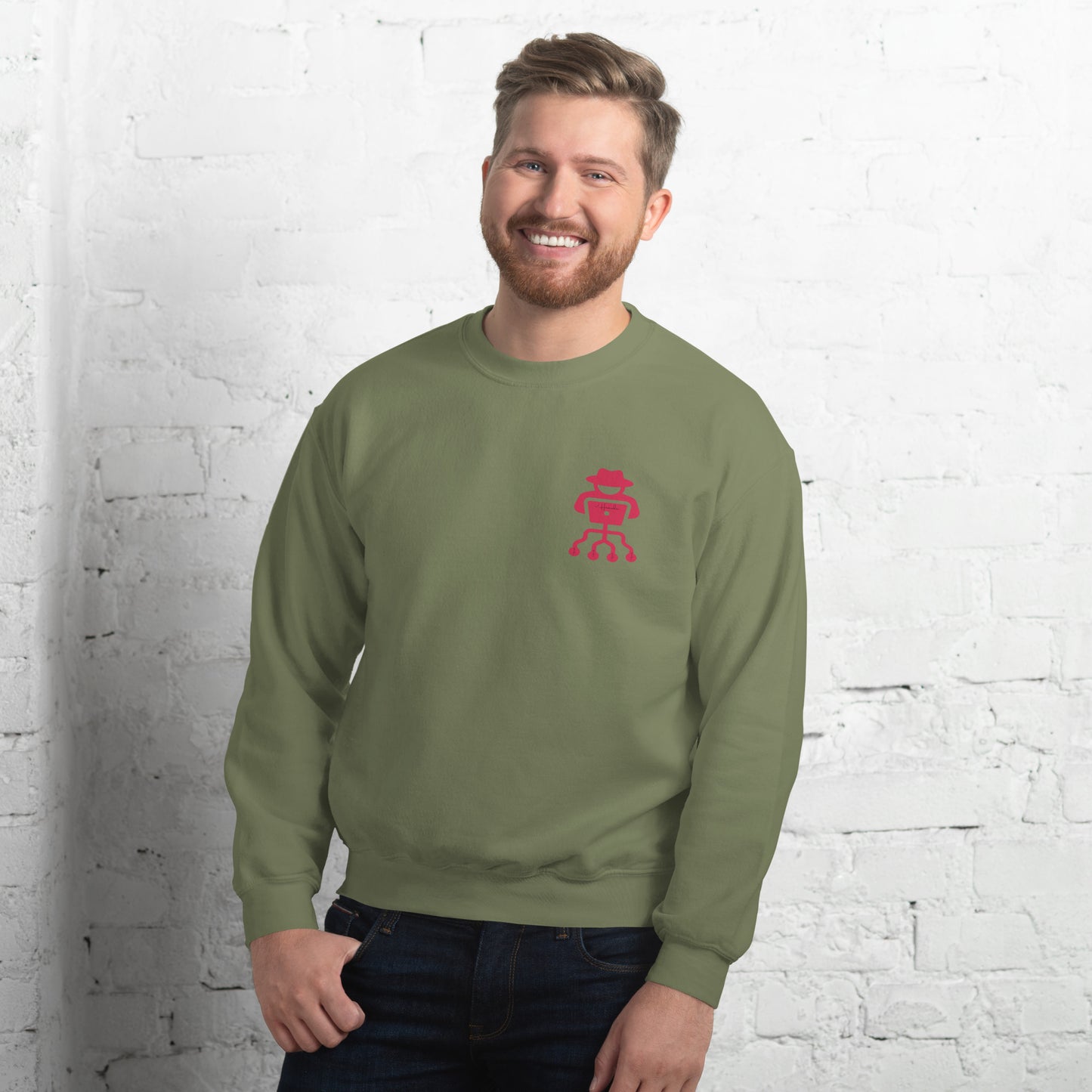 hamcodes unisex-crew-neck-sweatshirt-military-green