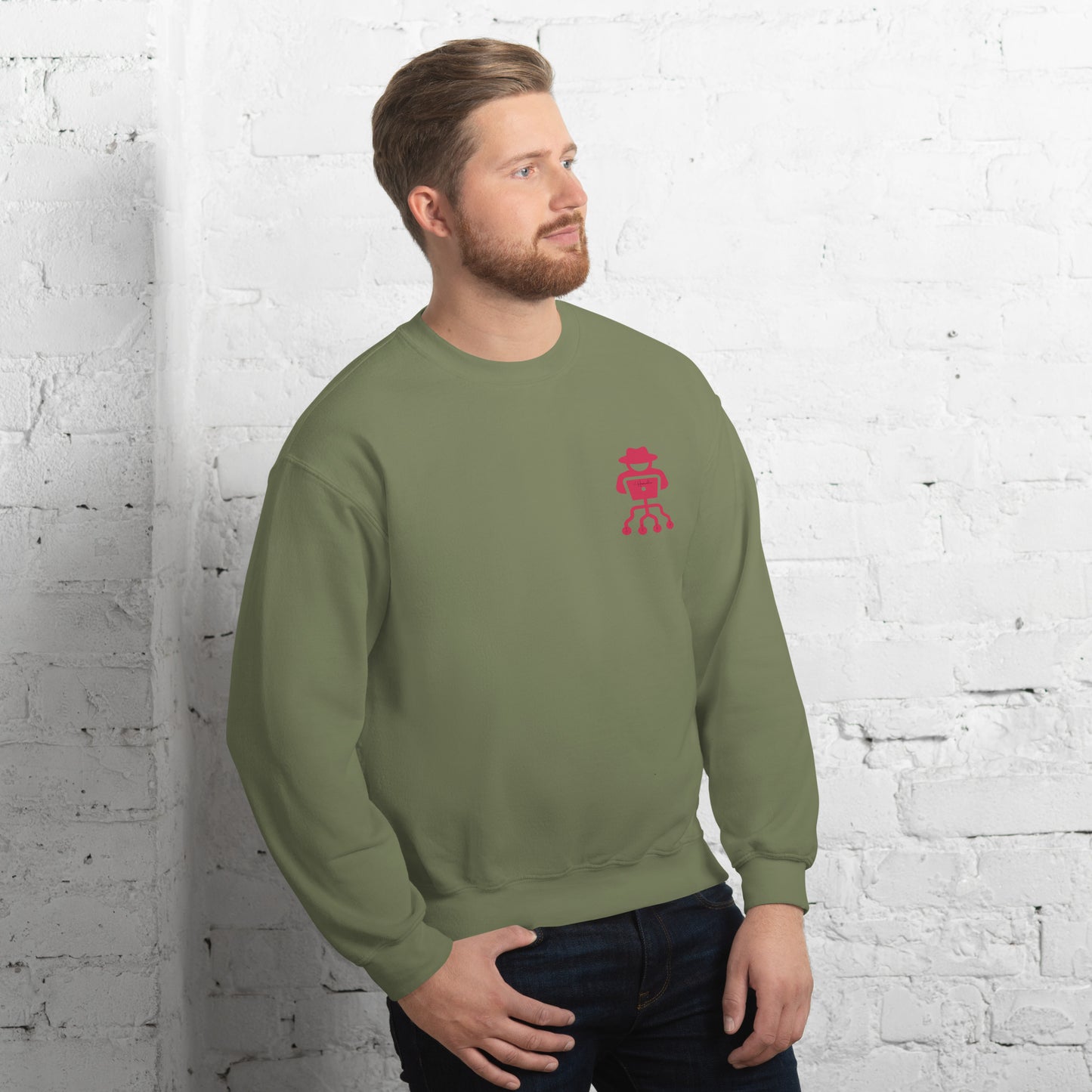 hamcodes unisex-crew-neck-sweatshirt-military-green