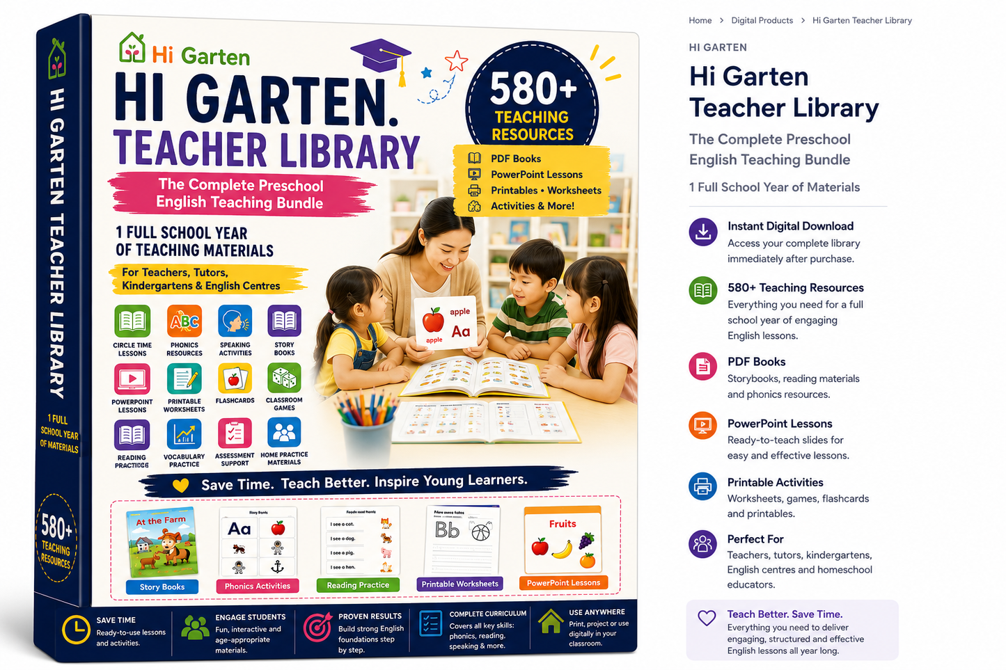 Hi Garten Teacher Library | 1-Year Preschool English Curriculum | 580+ PDFs, PowerPoint & Printables