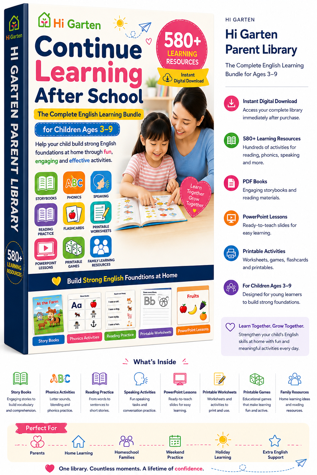 Everything You Need to Help Your Child Learn English at Home : Hi Garten Parent Library for Ages 3–9