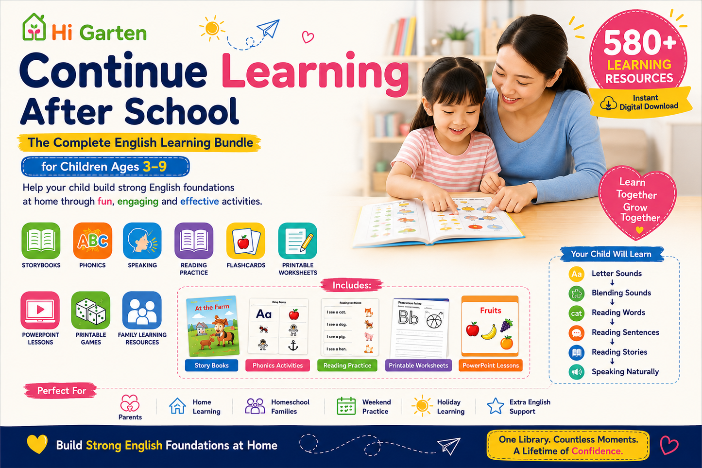 Everything You Need to Help Your Child Learn English at Home : Hi Garten Parent Library for Ages 3–9