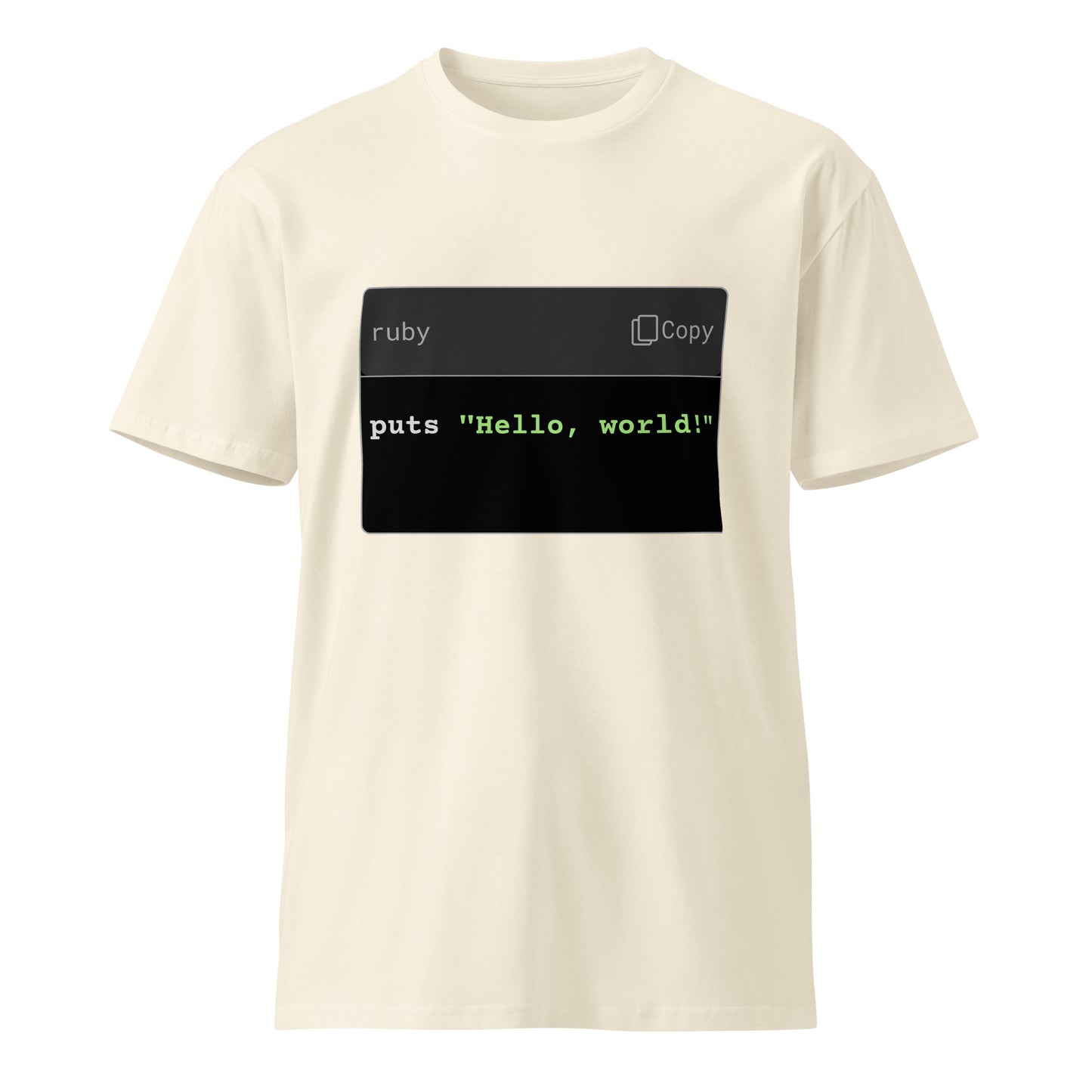 Hamcodes Ruby Hello World Tee – Simple, Pure, Iconic Unisex premium t-shirt