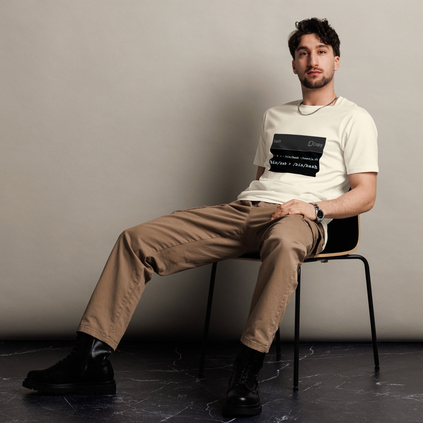 Hamcodes hustle.sh Tee – Cron-Driven. Shell-Switched. Always On. Unisex premium t-shirt
