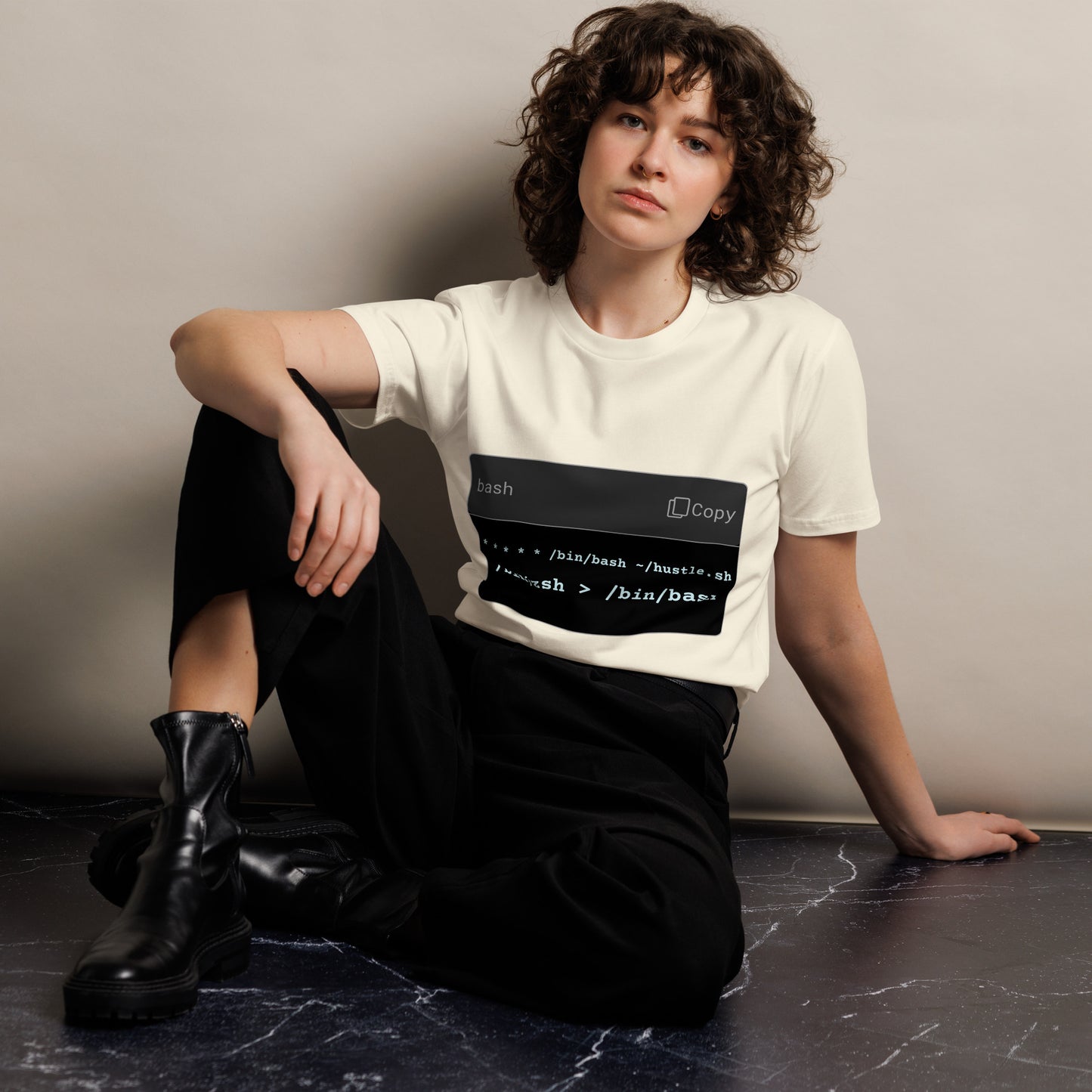 Hamcodes hustle.sh Tee – Cron-Driven. Shell-Switched. Always On. Unisex premium t-shirt