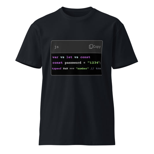 Hamcodes JavaScript Crimes Tee – Undefined. Unexpected. Unapologetic. Unisex premium t-shirt
