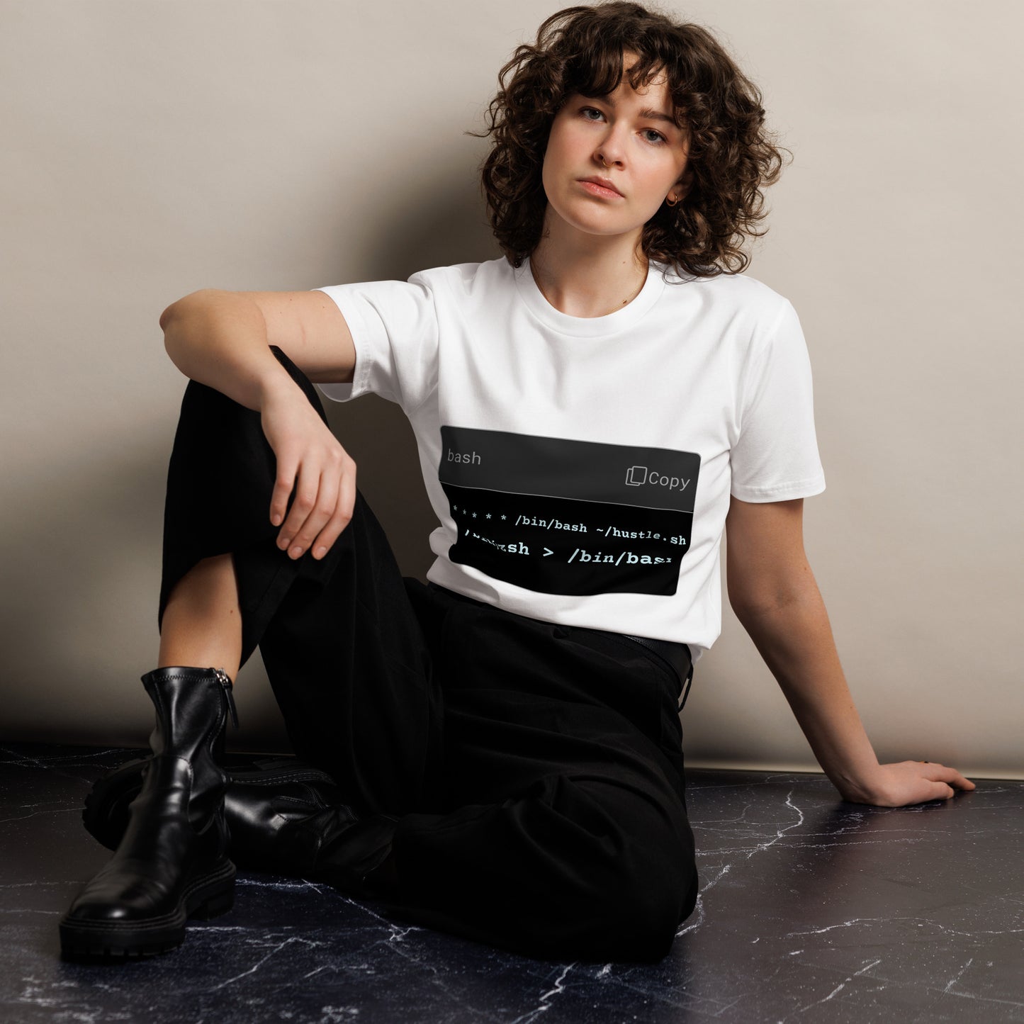 Hamcodes hustle.sh Tee – Cron-Driven. Shell-Switched. Always On. Unisex premium t-shirt