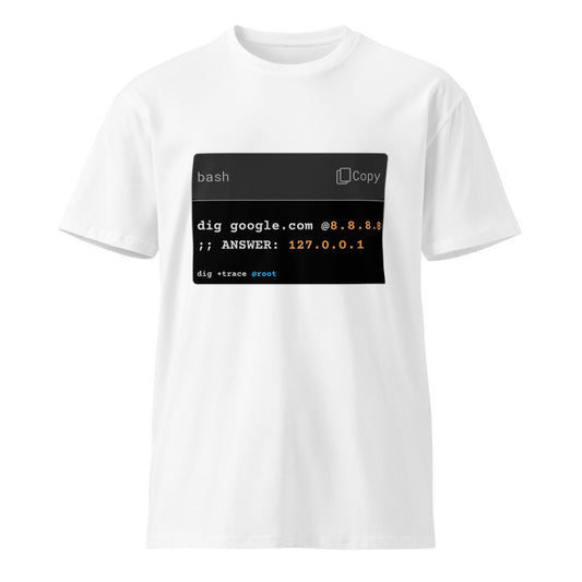 Hamcodes  dig +trace Tee – Recursive, Resolving, and Ready Unisex premium t-shirt