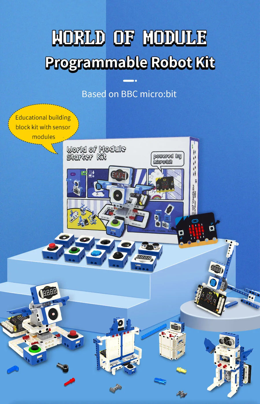Micro:bit 21-in-1 DIY robotics kit with sensors & servos for STEM learning