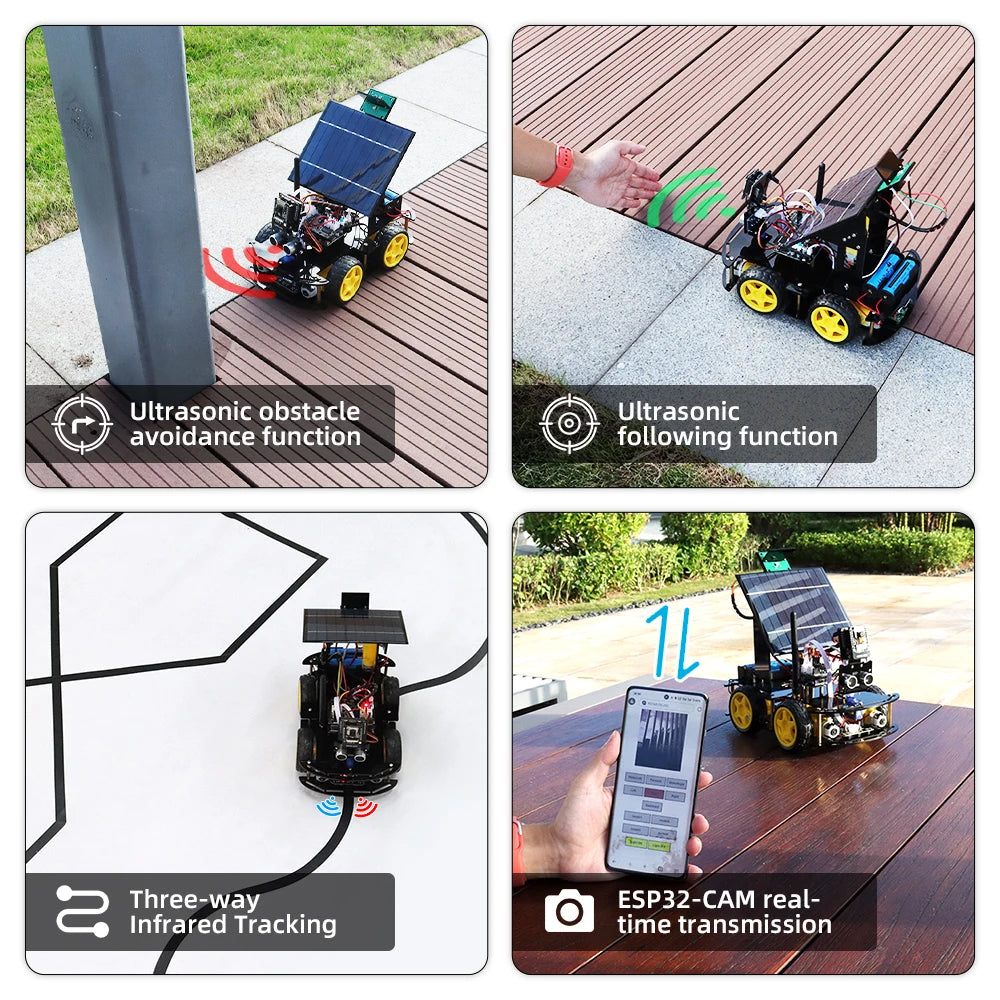 ESP32 Smart Robot Kit – AI Vision, Solar-Powered, Wi-Fi Controlled, Arduino-Compatible