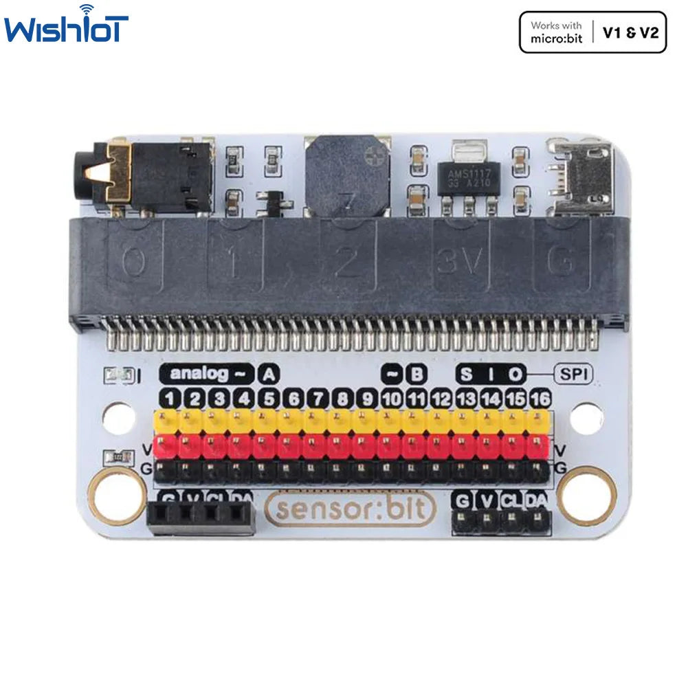 ELECFREAKS Micro:bit Sensor:bit – IO Expansion Board for Kids & Teens Coding.IIC, Buzzer & Audio Jack.