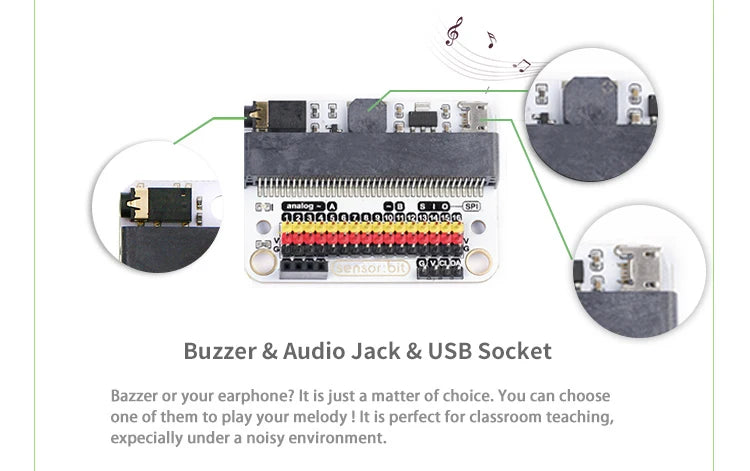 ELECFREAKS Micro:bit Sensor:bit – IO Expansion Board for Kids & Teens Coding.IIC, Buzzer & Audio Jack.