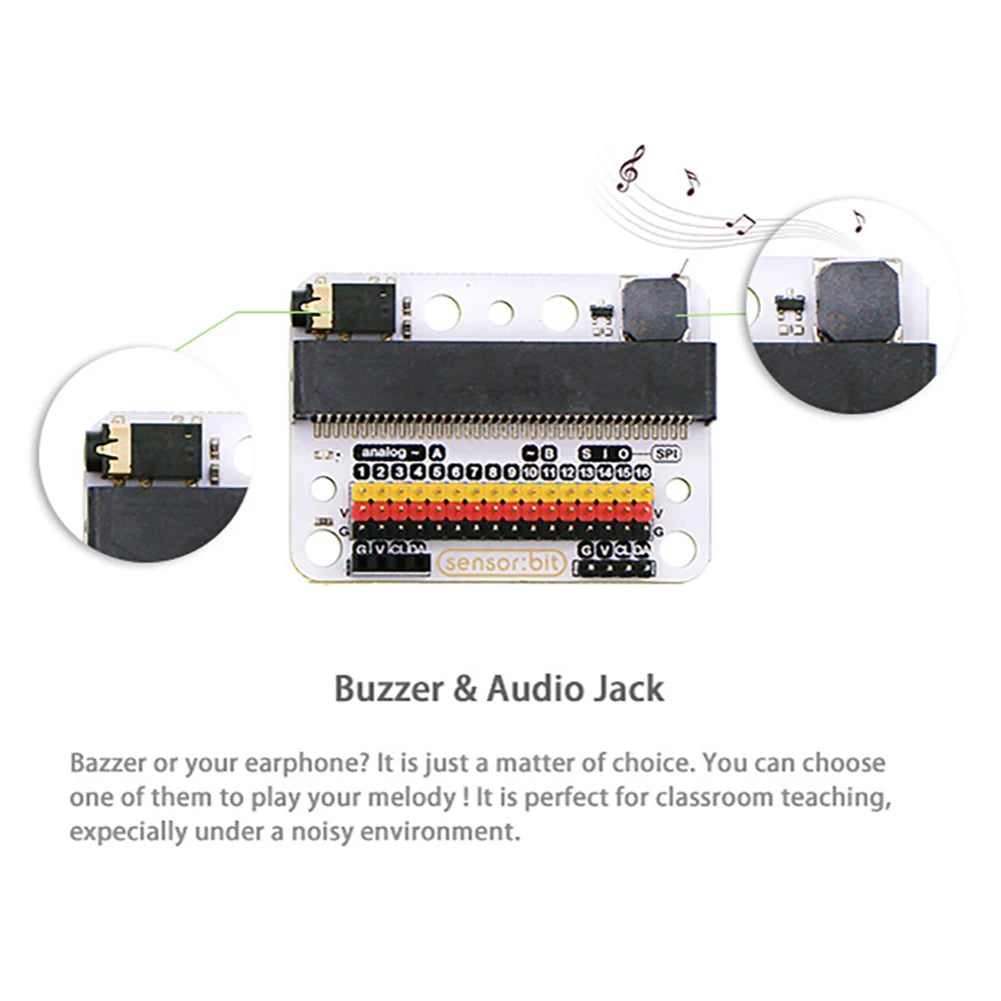 ELECFREAKS Micro:bit Sensor:bit – IO Expansion Board for Kids & Teens Coding.IIC, Buzzer & Audio Jack.