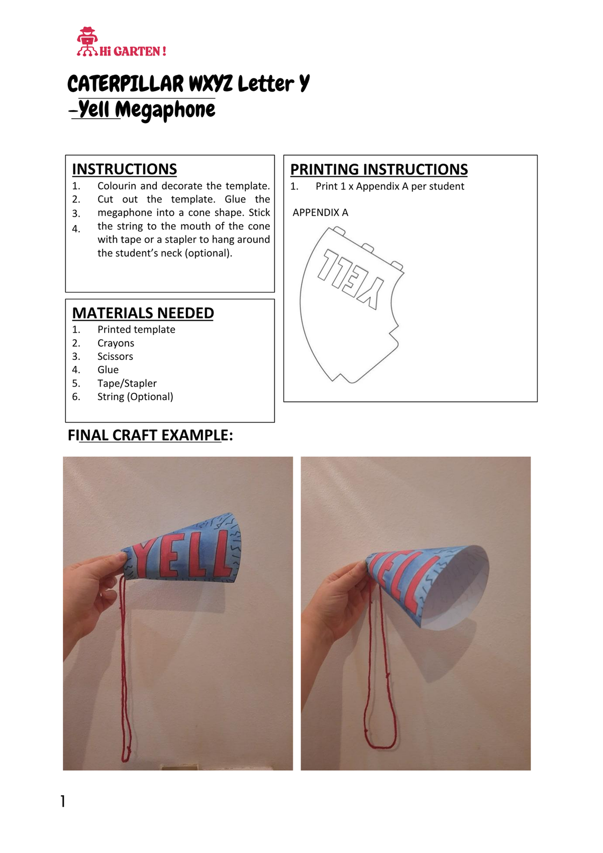 Xyz Craft Free Download printable 40 CP40 WXYZ YELL CRAFT.pdf – Hi Garten from H ...