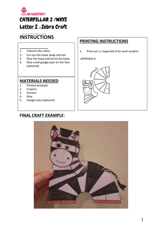 Free Download printable 43 CP43 WXYZ ZEBRA CRAFT.pdf – Hi Garten from Hamcodes
