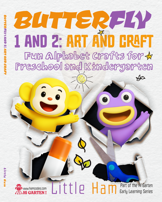 butterfly 1 and 2: Fun Alphabet Crafts hamcodes_ Download Printable A4 book Hi Garten