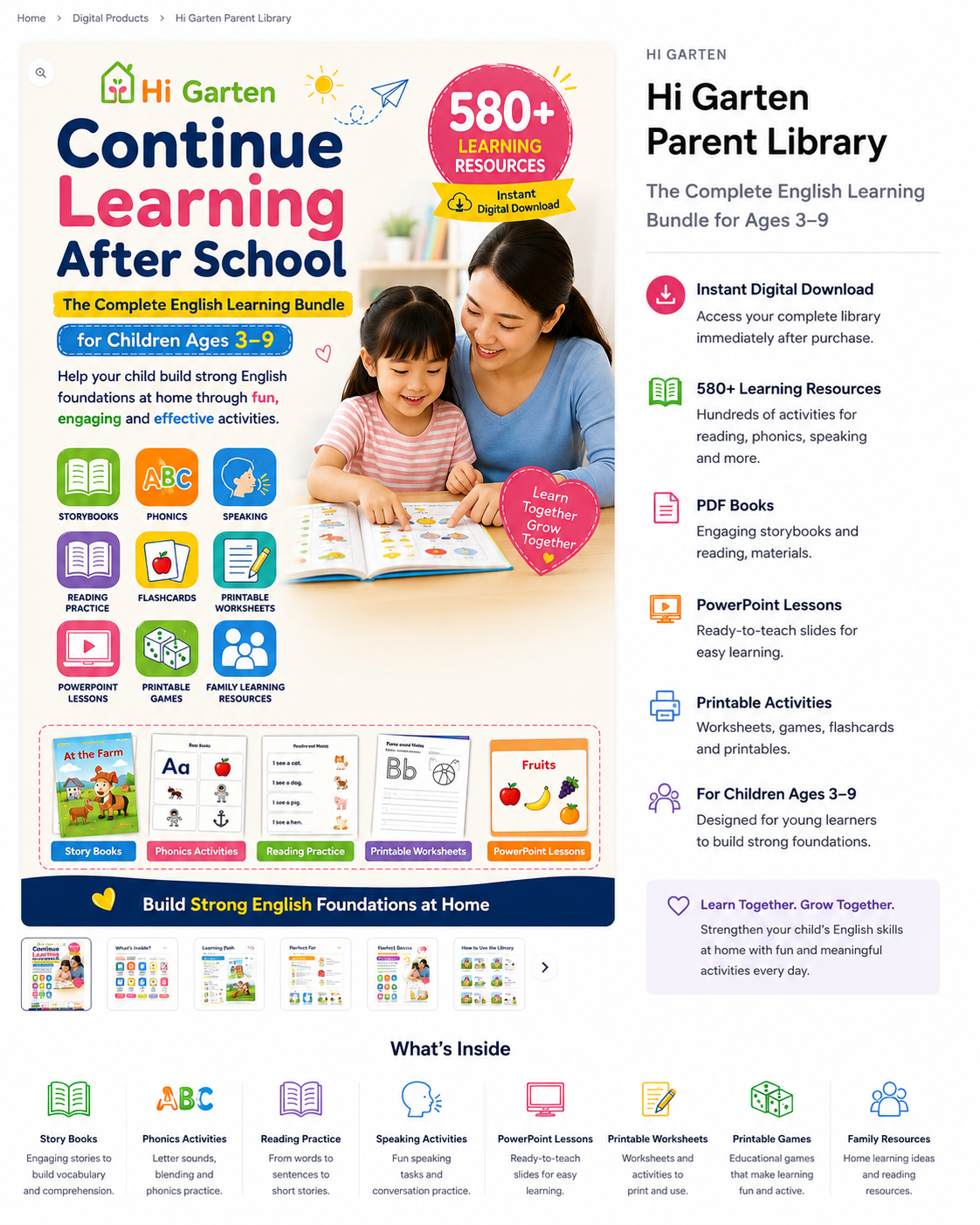 Everything You Need to Help Your Child Learn English at Home : Hi Garten Parent Library for Ages 3–9